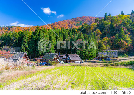 [World Heritage Site] Shirakawa-go in full autumn color [Gifu Prefecture] 130915690