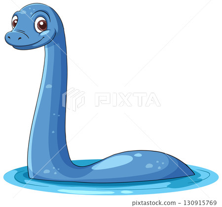 Cartoon Loch Ness Monster in Blue Water Cartoon Loch Ness Monster in Blue Water 130915769