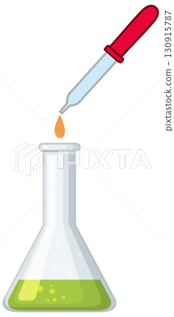 Laboratory Dropper Adding Liquid to Erlenmeyer Flask 130915787