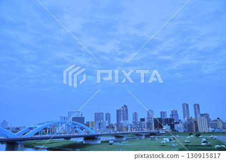 Tama River and Musashi-Kosugi Tower Apartment Buildings Night View Tama River and Musashi-Kosugi Tower Apartment Buildings Night View 130915817