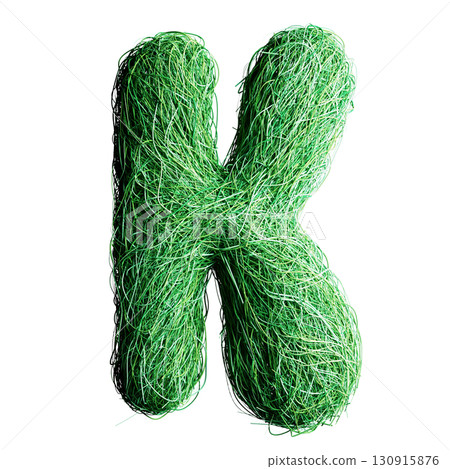 Eco Letter K Made of Green Grass Threads Eco Letter K Made of Green Grass Threads 130915876