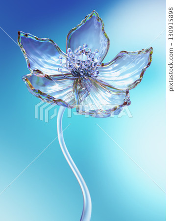 Elegant Crystal Glass Flower on Gradient Blue Background 130915898
