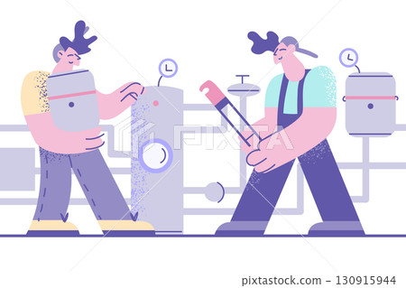 Heating Company technicians and engineers concept 130915944
