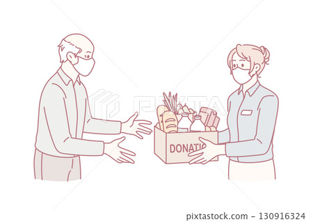 Charity and donating food concept Charity and donating food concept 130916324