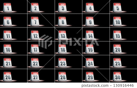 September Calendar Days Set Spotlighted on Black Background September Calendar Days Set Spotlighted on Black Background 130916446