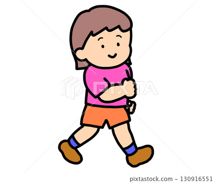 A girl walking with a smile A girl walking with a smile 130916551