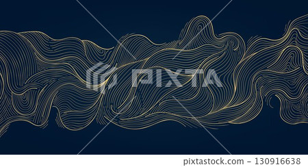Luxury abstract vector background, golden waves, elegant line texture, Japanese and oriental design. Premium wallpaper, poster, cover and stylish template. 130916638