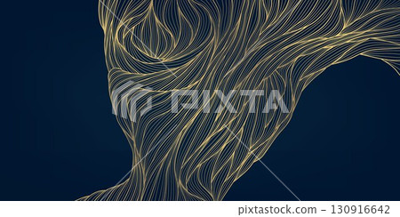 Luxury abstract vector background, golden waves, elegant line texture, Japanese and oriental design. Premium wallpaper, poster, cover and stylish template. 130916642