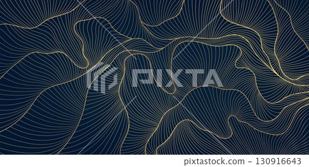 Luxury abstract vector background, golden waves, elegant line texture, Japanese and oriental design. Premium wallpaper, poster, cover and stylish template. 130916643