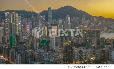 Sept 12 2025 Victoria Harbour skyline view in Hong Kong 130916688