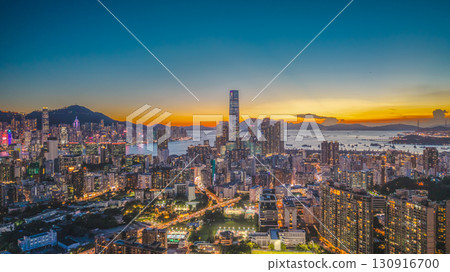 Sept 12 2025 Scenic sunset skyline view over Kowloon Hong Kong 130916700
