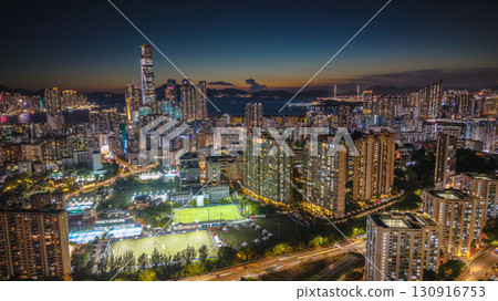 Sept 12 2025 Scenic sunset skyline view over Kowloon Hong Kong 130916753