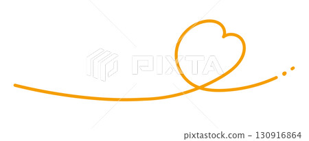 手繪插畫素材：長長的、捲曲的橘色心形 130916864
