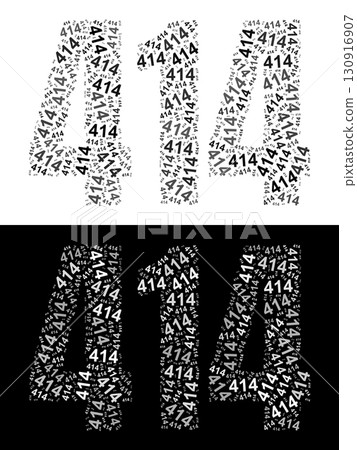 Typography illustration of 414 made from repeating numbers in black and white Typography illustration of 414 made from repeating numbers in black and white 130916907