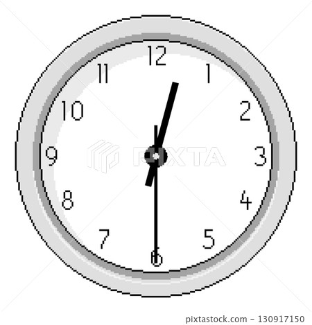 Pixel Art Clock at Half Past Twelve - Vector Illustration 130917150