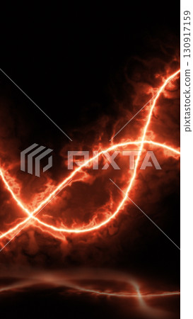 Glowing red energy lines forming an abstract infinity shape against a dark background, evoking power and energy Glowing red energy lines forming an abstract infinity shape against a dark background, evoking power and energy 130917159