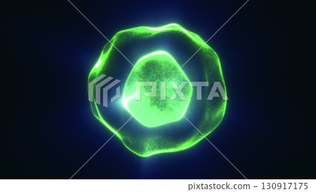 Intense green glowing sphere radiating energy with scattered bright clusters and cosmic light Intense green glowing sphere radiating energy with scattered bright clusters and cosmic light 130917175