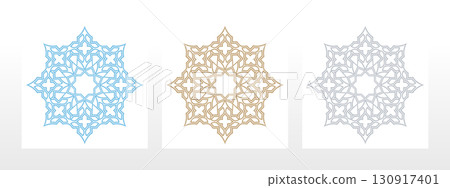 Set of decorative frames Elegant vector element for design in Eastern style, place for text. Geometric colored borders. Lace illustration for invitations and greeting cards 130917401
