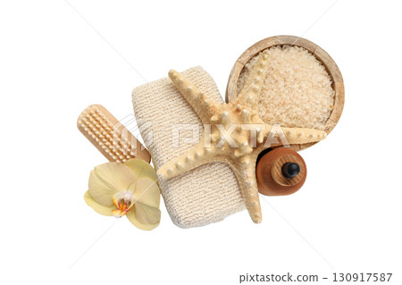 Natural spa products for rejuvenation, on white, PNG 130917587