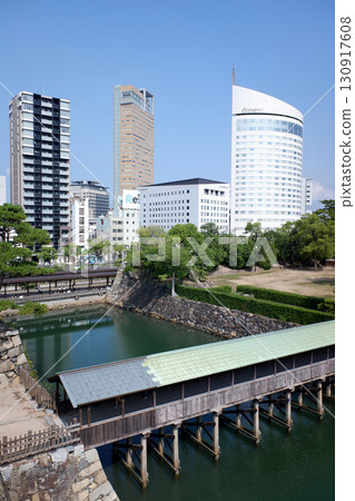 View from the castle tower of Takamatsu Castle ruins in Kagawa Prefecture View from the castle tower of Takamatsu Castle ruins in Kagawa Prefecture 130917608