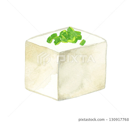 豆腐配蔥花 — — 手繪水彩畫日本料理 130917768