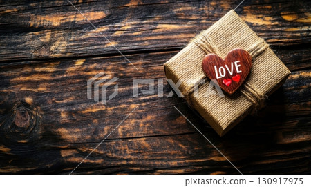 Rustic Gift Box with Heart Love. 130917975