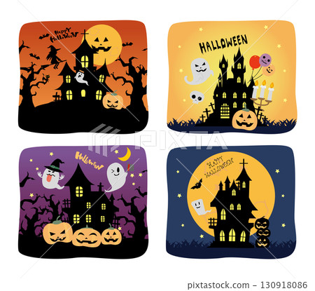 Autumn cute Halloween illustration material collection 130918086