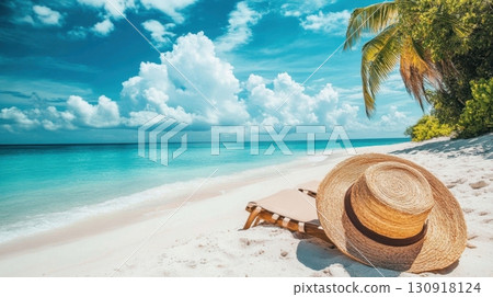 Tropical beach paradise awaits. 130918124