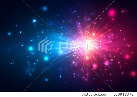 3d starburst purple blue glow festive design. Bright abstract light perfect for holiday backgrounds or celebration art. 130918372