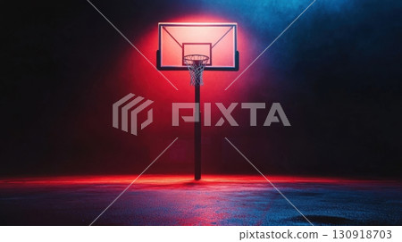 Night Basketball Court Glow. 130918703