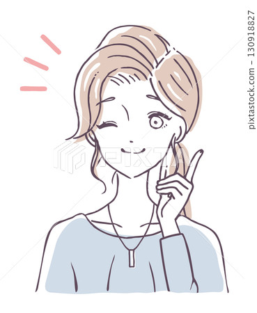 向量圖的微笑女人眨眼 130918827