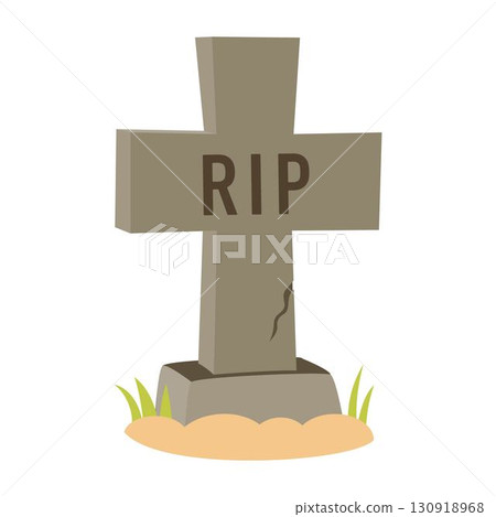 cartoon halloween grave, flat style 130918968