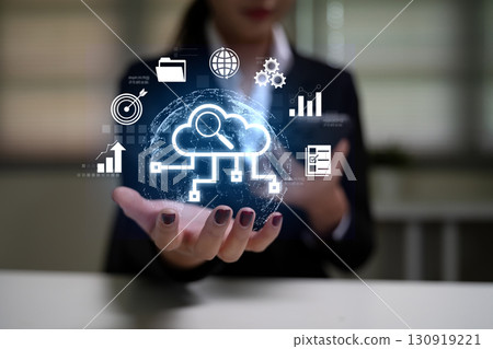Digital transformation and global connectivity innovation visualized with virtual cloud storage Digital transformation and global connectivity innovation visualized with virtual cloud storage 130919221