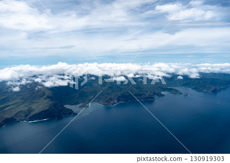Aerial view of Nuku Hiva in the Marquesas Islands, French Polynesia 130919303