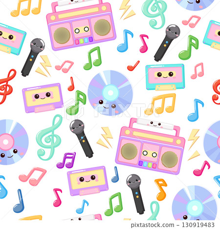 Cute mixtape stereo song seamless pattern 130919483