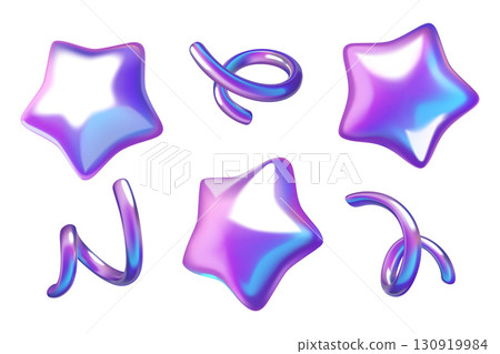 3d stars and curly ribbons purple holographic holiday decorative elements collection 3d stars and curly ribbons purple holographic holiday decorative elements collection 130919984