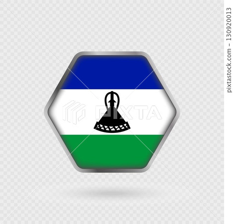Lesotho flag in a hexagon frame. 130920013