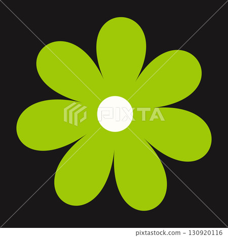 Minimal green daisy illustration with organic symmetry and retro charm. A decorative bloom inspired by fresh spring aesthetics. 130920116