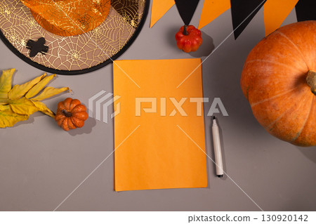 Preparing for Halloween and Thanksgiving Card on Table Top Preparing for Halloween and Thanksgiving Card on Table Top 130920142