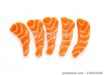 Salmon raw sashimi on white background 130920266