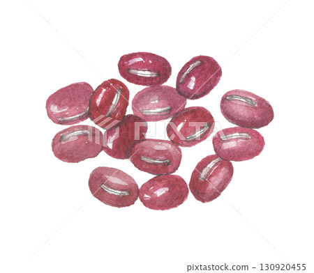 Azuki beans painted in watercolor 130920455