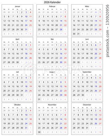2026 年德國日曆（所有年份） 130920956