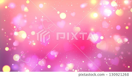 Bokeh lights and hearts on pink background 130921268