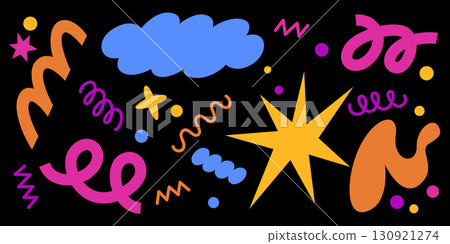 Abstract bright shapes set isolated on black 130921274