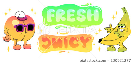Groovy fruit cartoon characters Groovy fruit cartoon characters 130921277