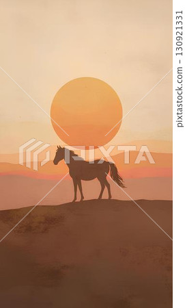 背景素材_站立的馬剪影 背景素材_站立的馬剪影 130921331