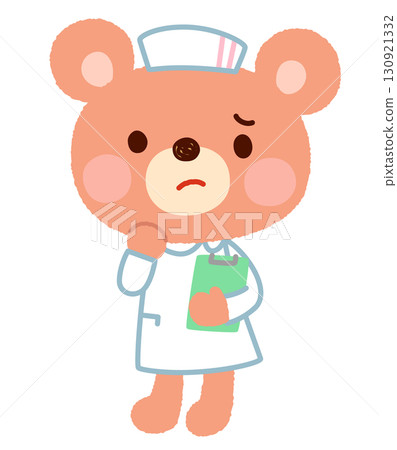 Bear nurse, nurse, troubled expression 130921332