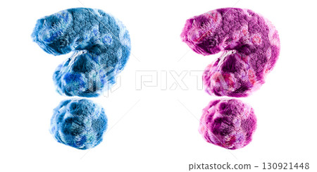 Blue and pink fur question mark 3D Blue and pink fur question mark 3D 130921448
