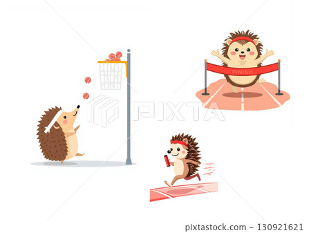 Animal Sports Day: Hedgehog ball throw, relay, and race 130921621