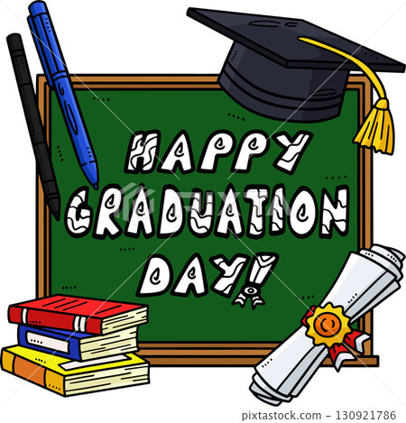 Happy Graduation Day Cartoon Colored Clipart  130921786